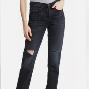 NWT Womens Edwin High Rise Ripped Distressed Black Jeans,100% Cotton,SZ 34